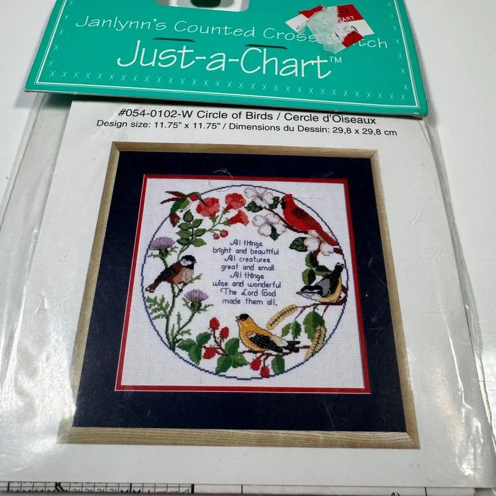 Janlynn's Just A Chart Counted Cross Stitch Pattern NOS Circle of Birds SEALED